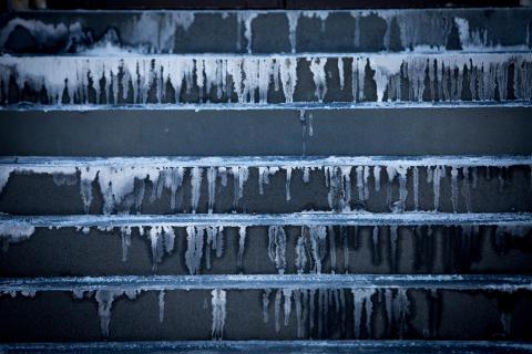 Salt on steps of White Hall